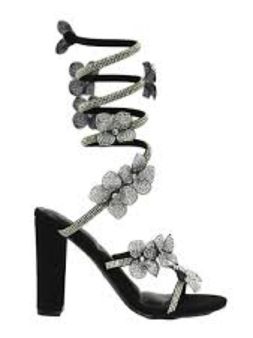 Wild Diva Black Rhinestone Crystal Floral Lace Up Heels Size 10